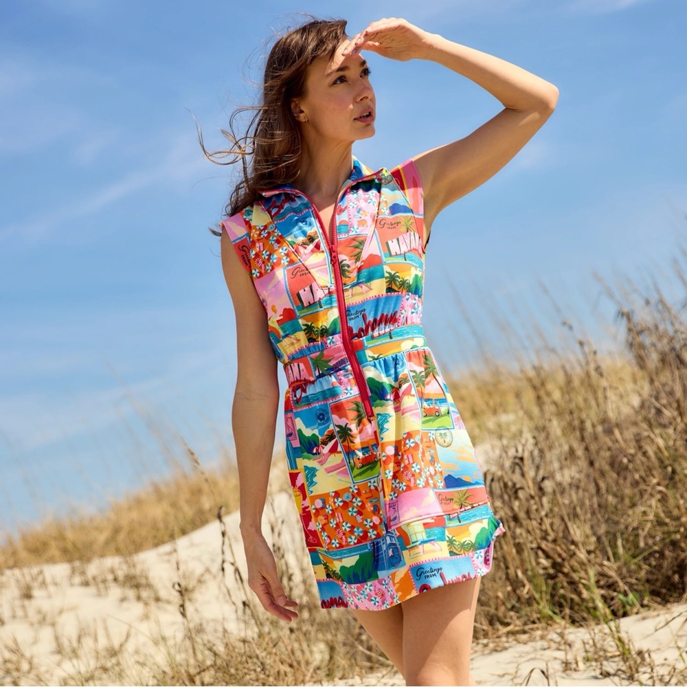 Alden Adair Harper Dress in Havana Print Tropical Travel XS